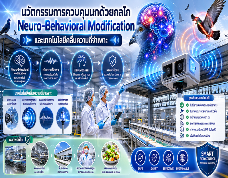 นวัตกรรมการควบคุมนกด้วยกลไก Neuro-Behavioral Modification และเทคโนโลยีคลื่นความถี่จำเพาะ