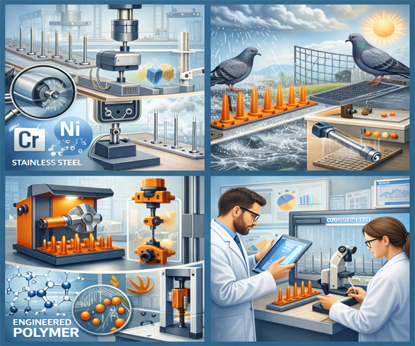 วัสดุศาสตร์ในอุปกรณ์กันนก: การทดสอบความทนทานของสแตนเลสและพอลิเมอร์วิศวกรรม