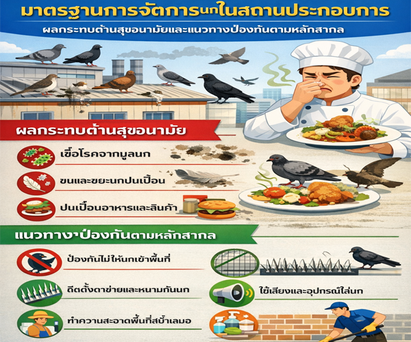 มาตรฐานการจัดการนกในสถานประกอบการ: ผลกระทบด้านสุขอนามัยและแนวทางป้องกันตามหลักสากล