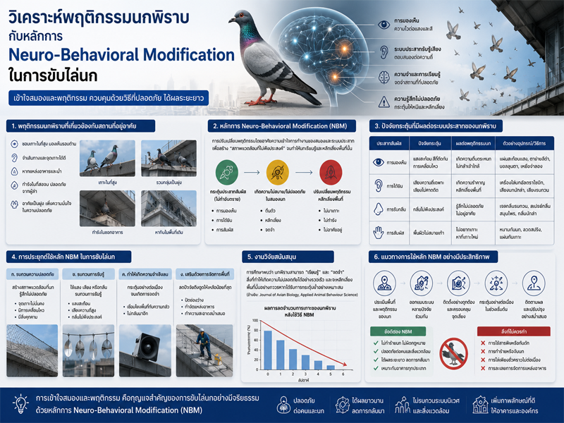 วิเคราะห์พฤติกรรมนกพิราบกับหลักการ Neuro-Behavioral Modification ในการขับไล่นก