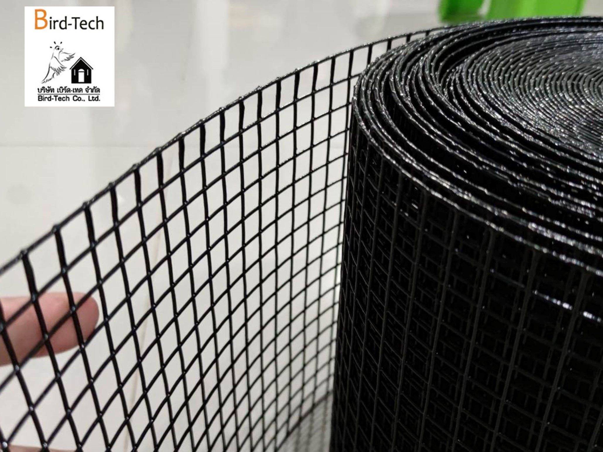 ตาข่ายกันนกกัลวาไนซ์หุ้ม PVC (สีดำ) กว้าง10นิ้วx100ฟุต พร้อมคลิปล็อค แบบอลูมิเนียม